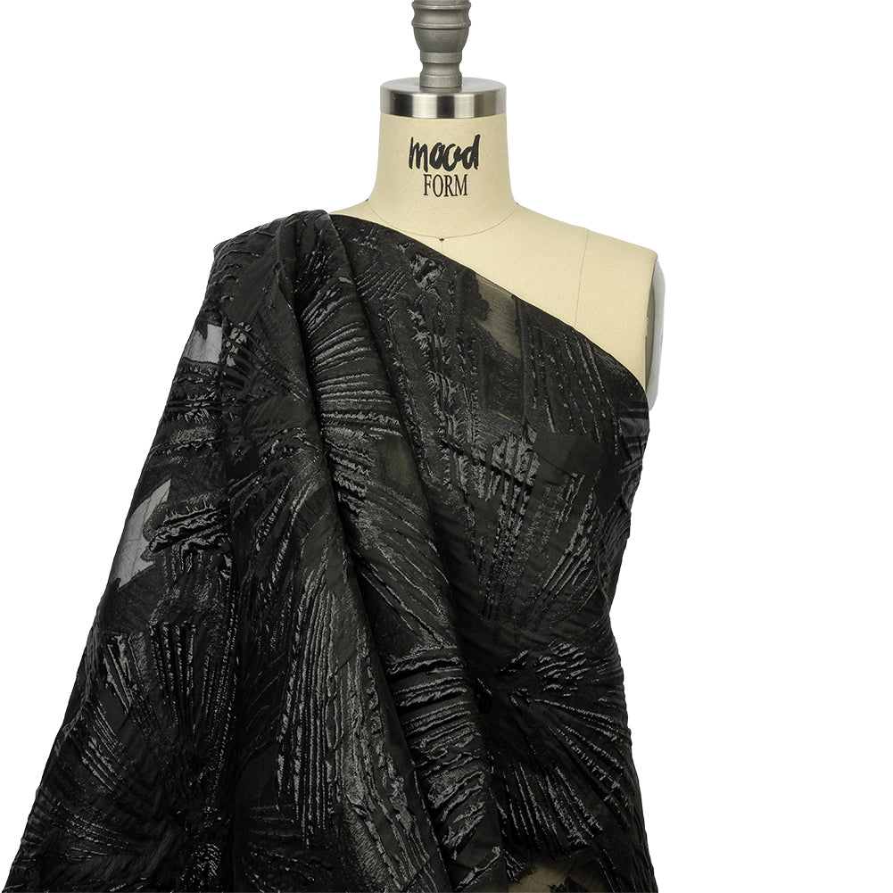 Metallic Black Firework Flowers Luxury Burnout Brocade - Joann Fabrics