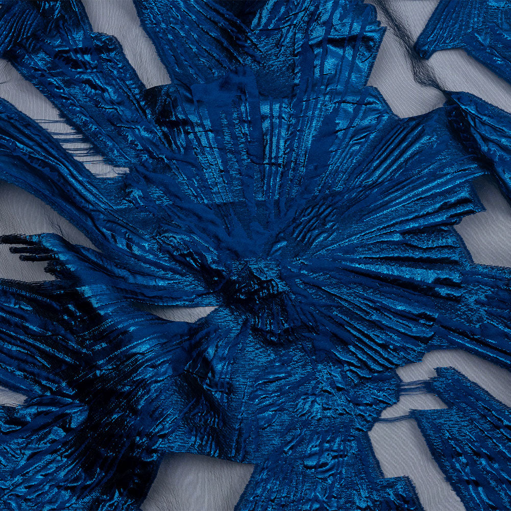 Metallic Blue Firework Flowers Luxury Burnout Brocade - Joann Fabrics