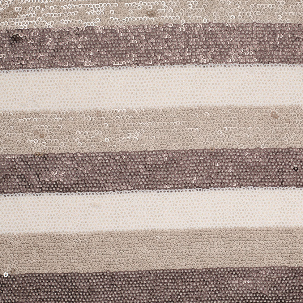 Beige/Brown/White Striped Baby Sequins on Polyester Mesh - Joann Fabrics