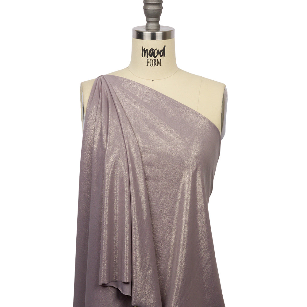 Foiled ITY Interlock Knit - Purplish Gray and Gold - Gaby Collection - Joann Fabrics