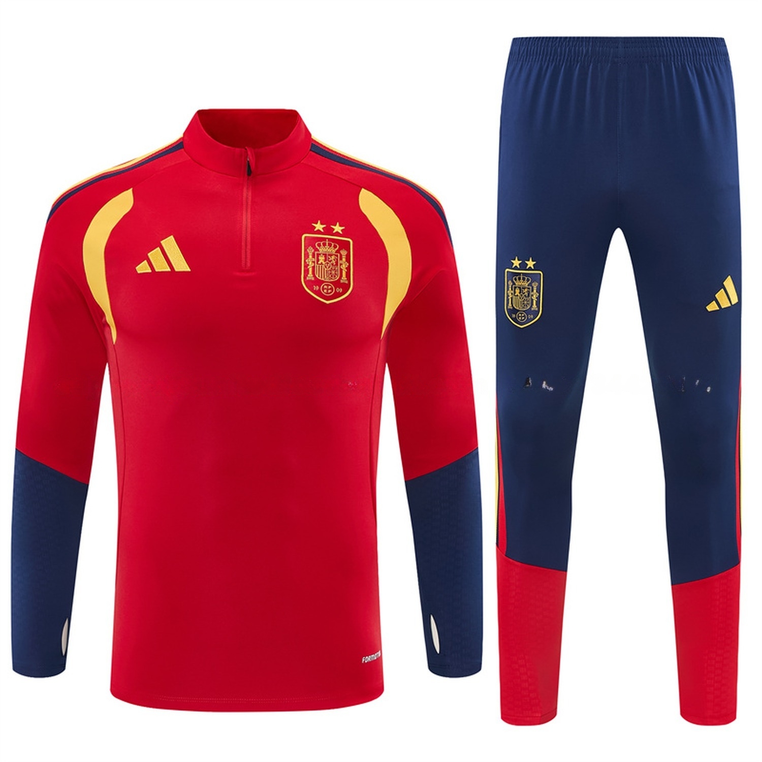 Spain 2026 Long Sleeve Training Set - Red Top & Deep Blue Pants - UnitedFutballJersey