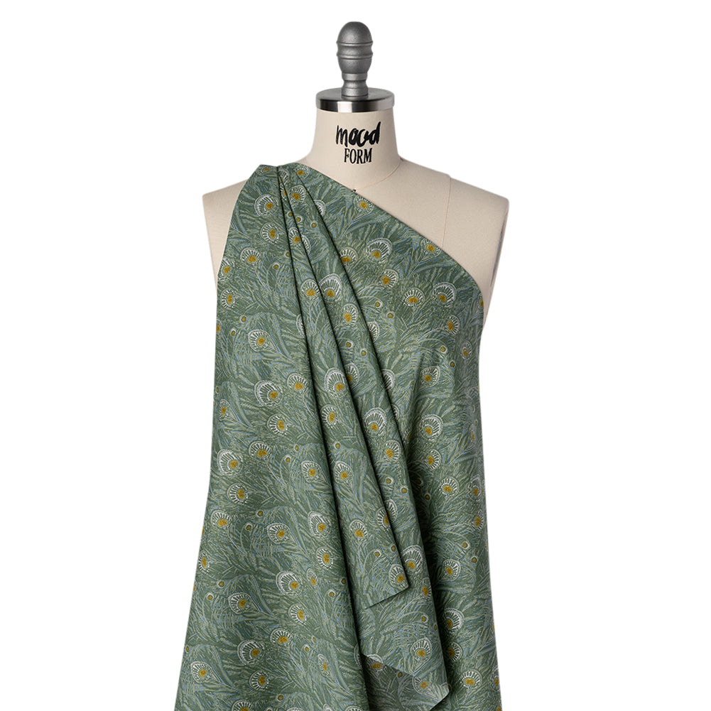Liberty Fabrics Tana Lawn® - Queen Hera Green - Basil Green and Golden Yellow Field of Feathers - Joann Fabrics