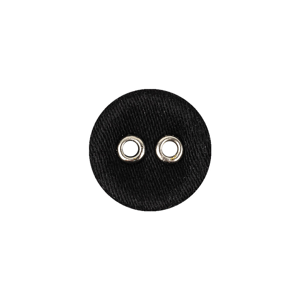 Black Fabric Covered Silver Edged 2-Hole Button - 25L/16mm - Joann Fabrics