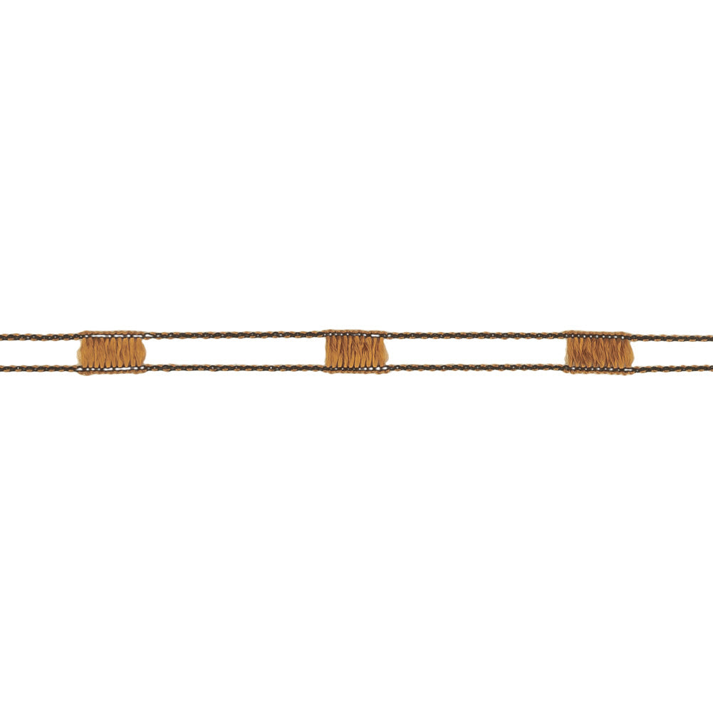 Black and Brown Fine Rail Lace Trim - 0.2