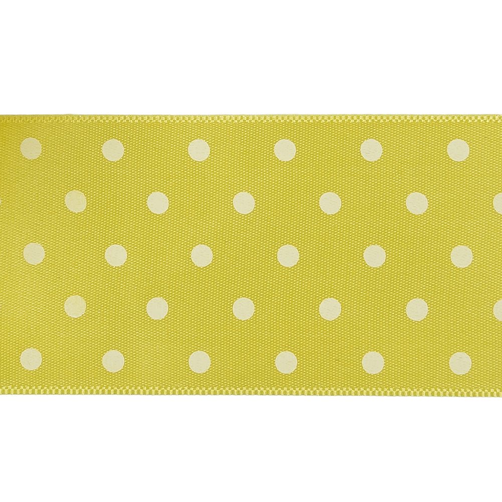 Banana and White Polka Dot Satin Ribbon - 1.5