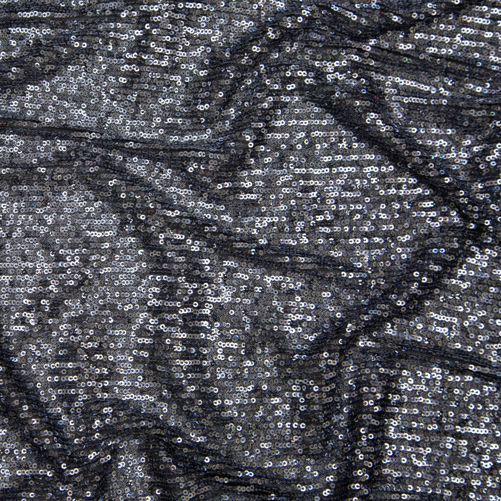 Stretch Mesh with Baby Sequins - Silver Stripes on Black - Joann Fabrics