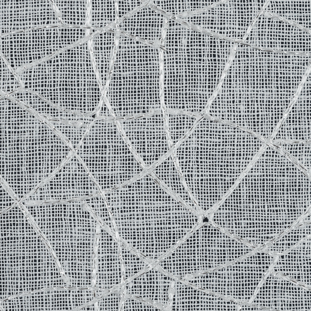 White and Metallic Silver Embroidered Drapery Sheer - Joann Fabrics