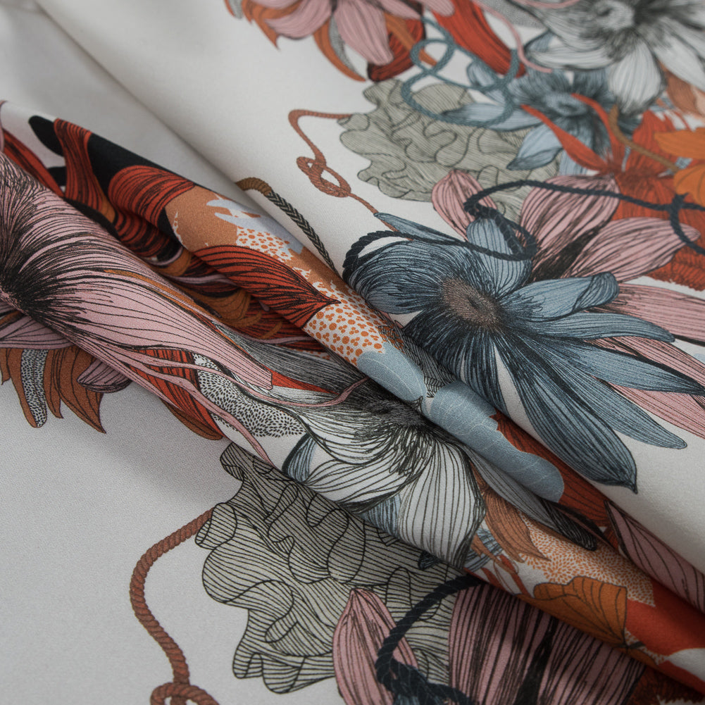 Stretch Cotton Sateen Panel - Pink Floral - Port Havana Print - Mood Exclusive Aloha Collection - Joann Fabrics