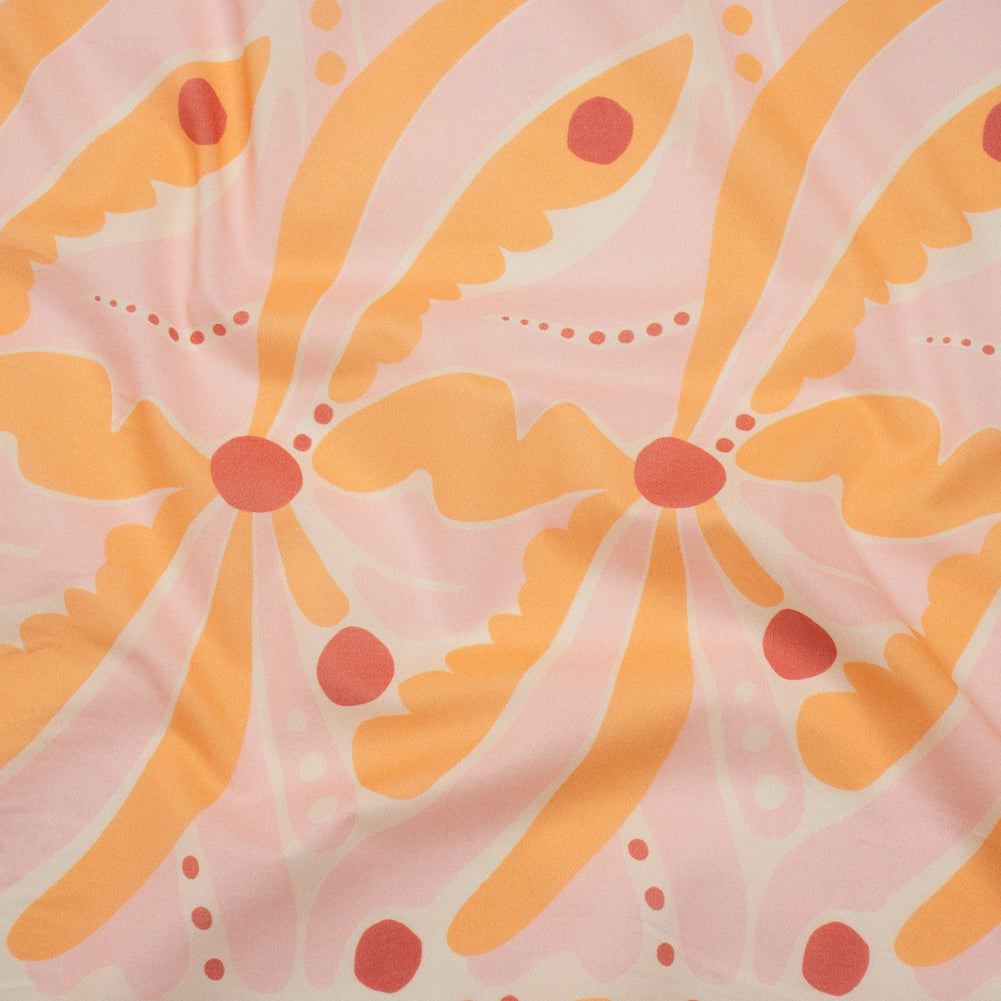Cotton Lawn - Orange Creamsicle, Light Pink and Red Groovy Retro Floral - Designer Deadstock - Joann Fabrics