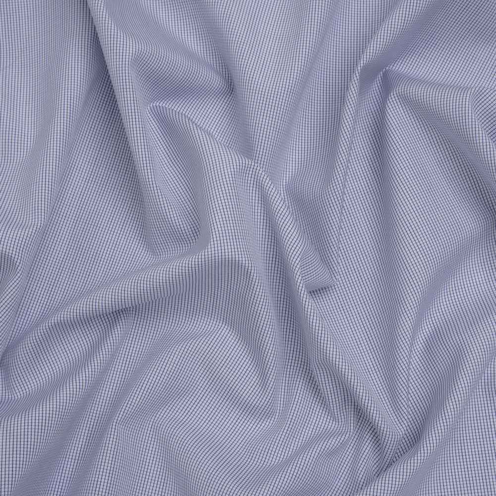 Cotton Shirting - Blue and White Tiny Windowpane Checks - Designer Deadstock - Joann Fabrics