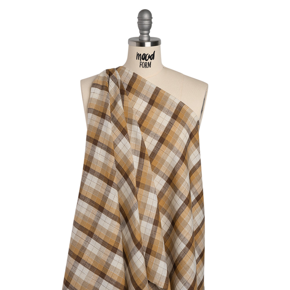 Medium Weight Linen Woven - Beige, Brown and Cream Plaid - Joann Fabrics