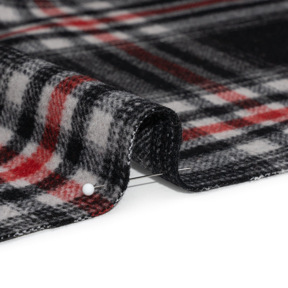 Black, Red and Cream Plaid Brushed Wool Blend Twill Coating - Joann Fabrics