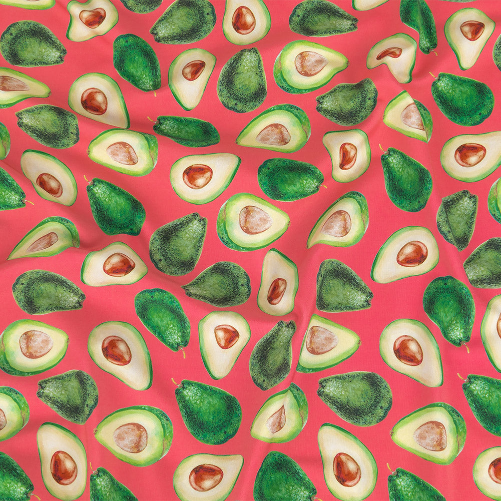 Compression Swimwear Tricot, UV Protective with Aloe Vera Microcapsules - Candy Kiss Pink Avocados - Caye Collection - Joann Fabrics