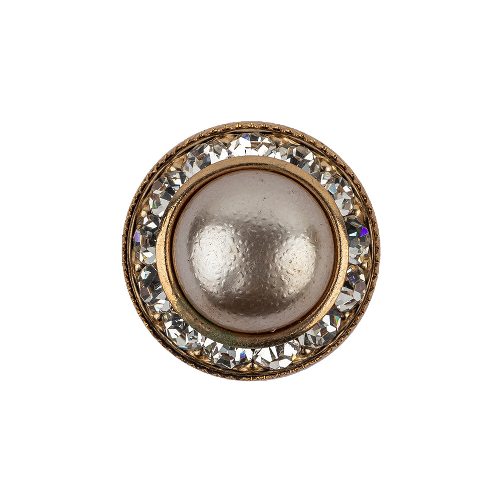 Vintage Swarovski Pearl, Crystal Rhinestones and Gold Metal Shank Back Button - 34L/21.5mm - Joann Fabrics