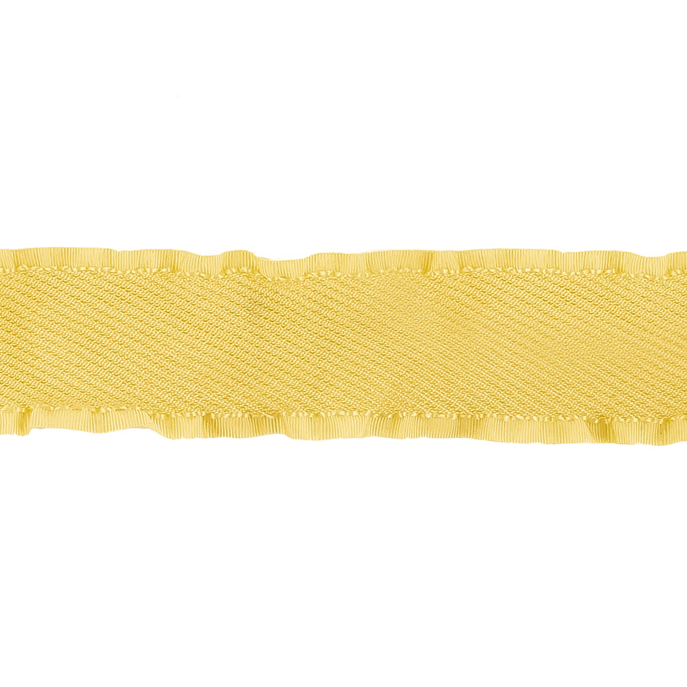 Lemon Twill Ribbon with Ruffled Grosgrain Borders - 1