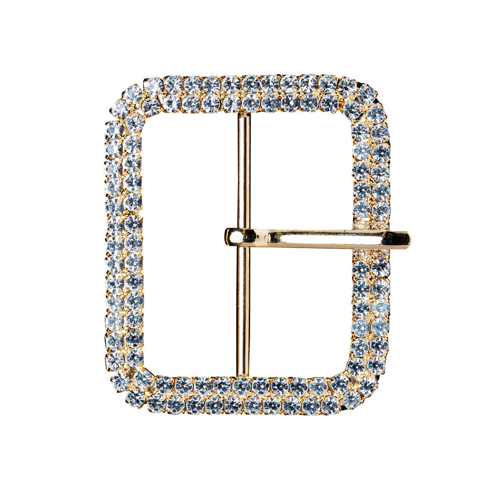 Swarovski Crystal and Gold Rounded Rectangular Rhinestone Buckle - 2