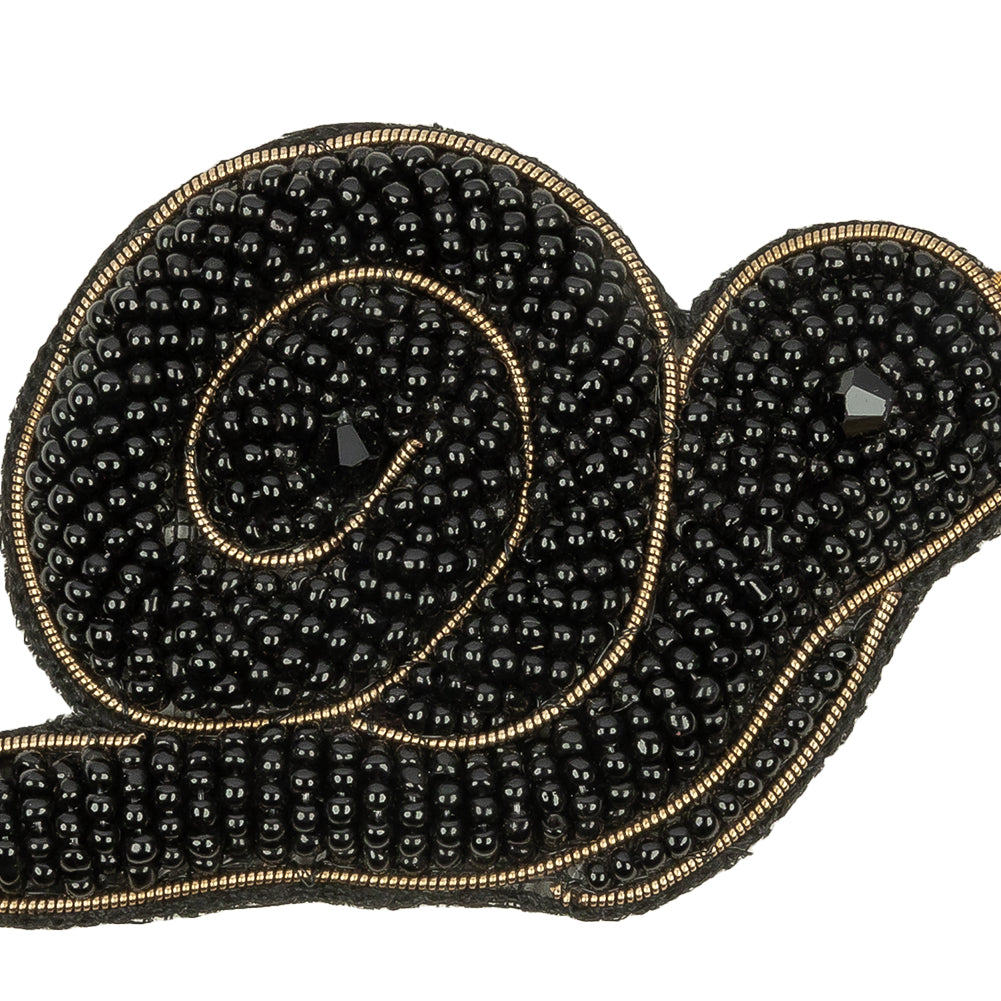 Black and Gold Snail Glass Beaded Applique - 1.75