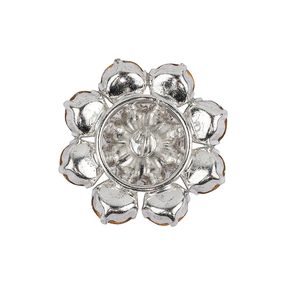 Vintage Swarovski Crystal Rhinestones and Silver Metal Floral Shank Back Button - 40L/25.5mm - Joann Fabrics