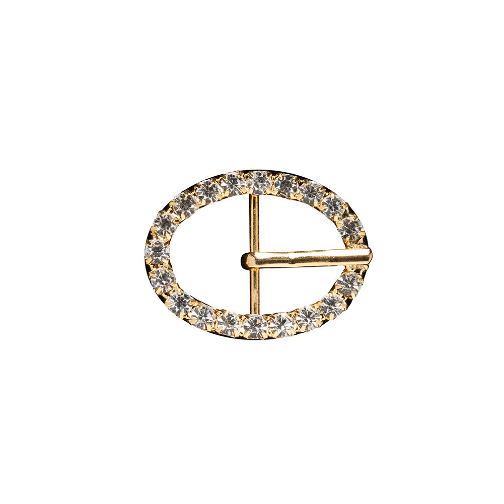 Swarovski Crystal and Gold Oval Rhinestone Buckle - 1.125