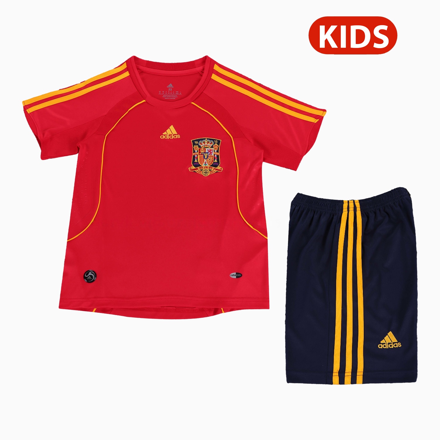 Retro Spain 2008 Home Kids Kit - UnitedFutballJersey