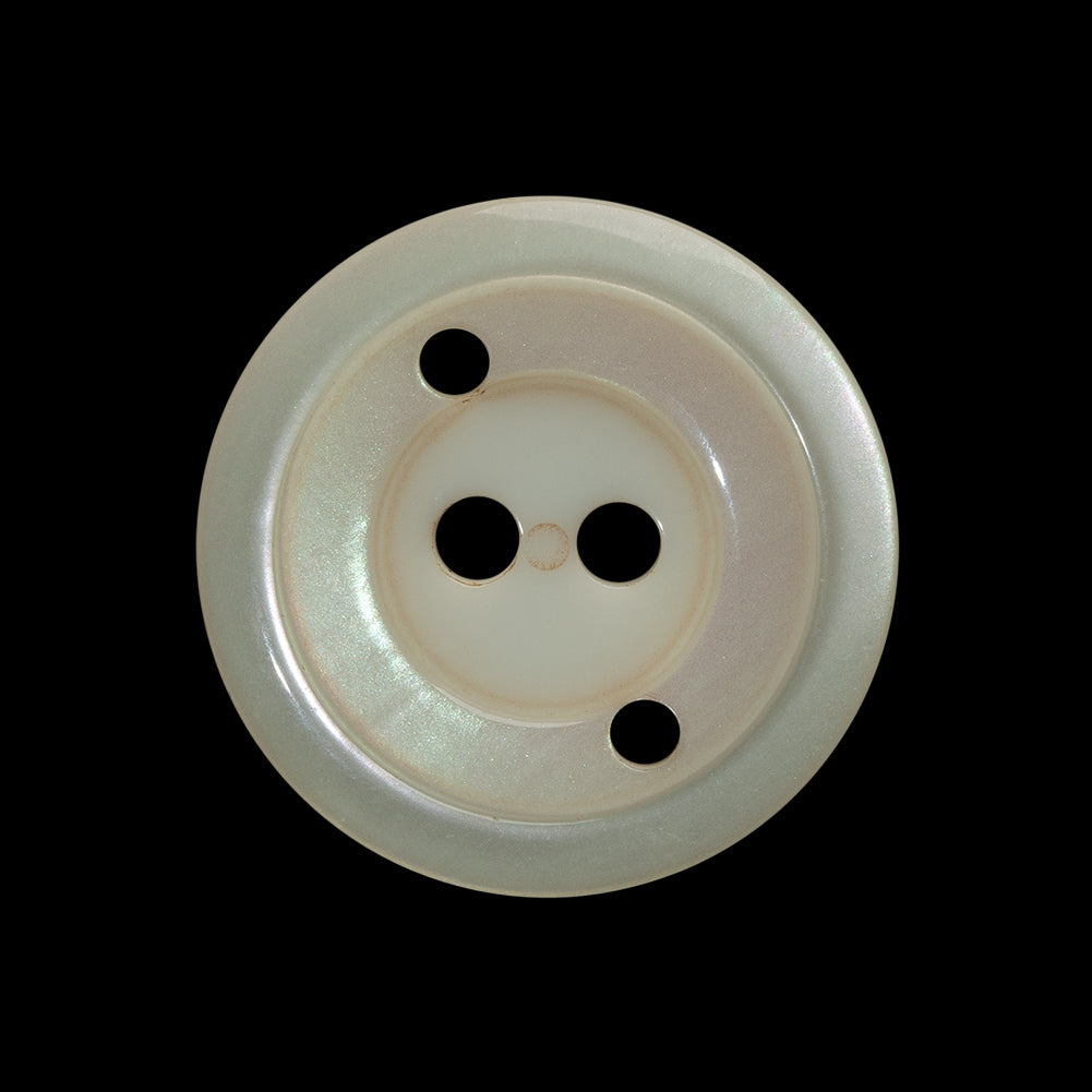 Plastic 2-Hole Button - 40L/25.5mm - Iridescent Ivory Stairstep with Decorative Holes - Joann Fabrics