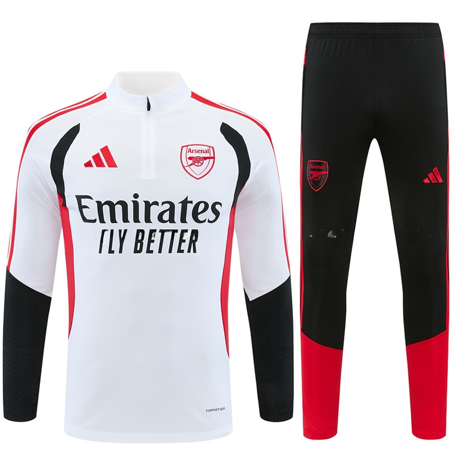 Arsenal 26-27 Long Sleeve Training Set - White Top & Black Pants - UnitedFutballJersey