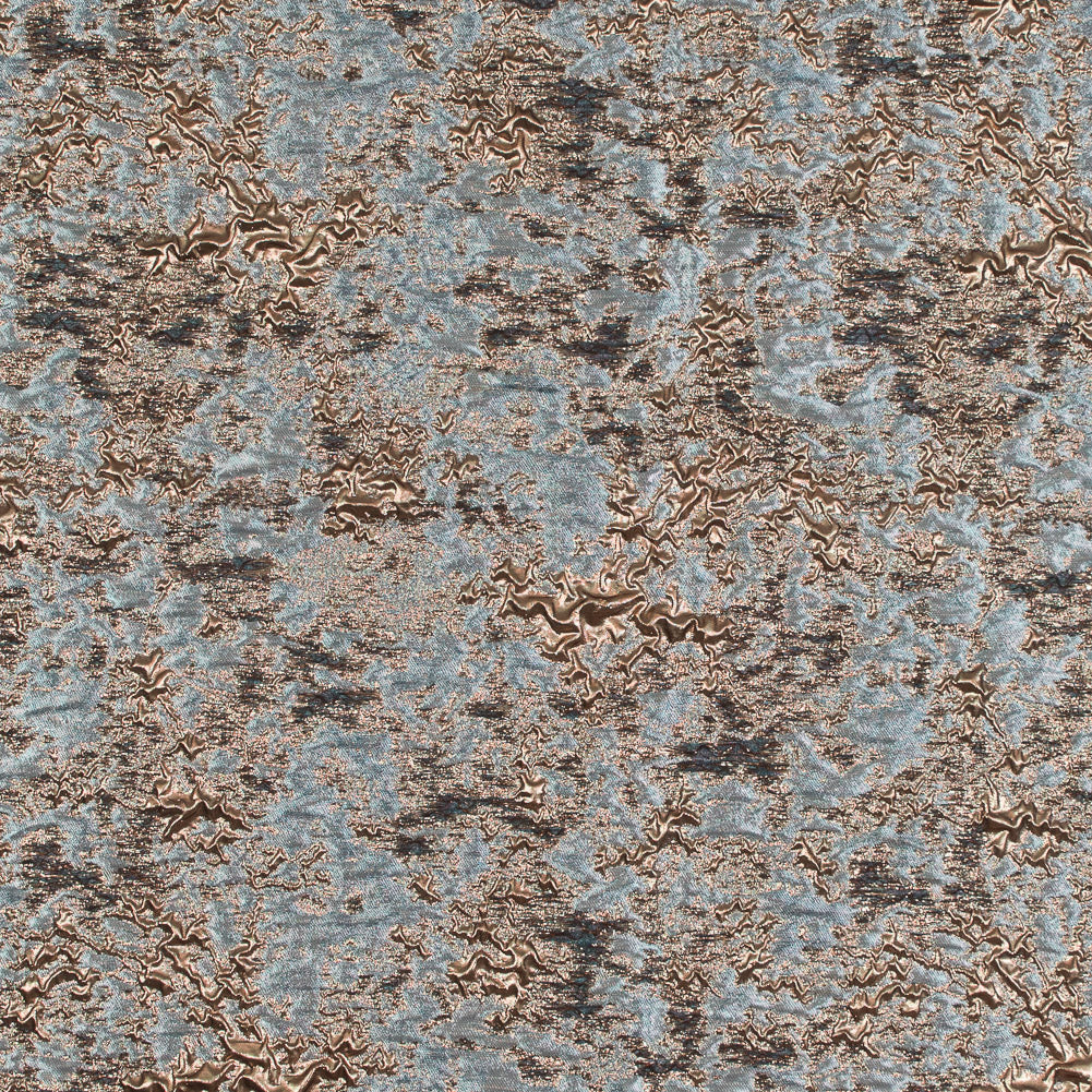 Stone Blue and Antique Gold Luxury Abstract Metallic Brocade - Joann Fabrics