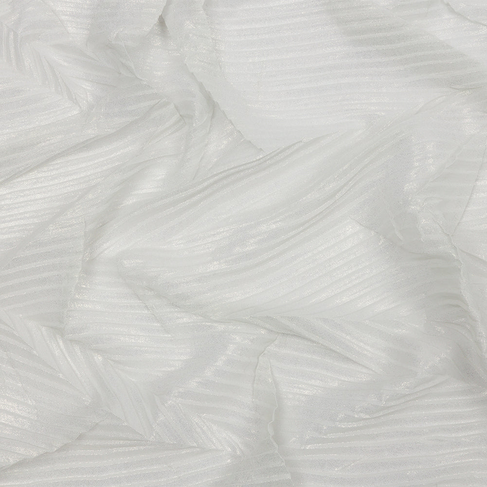 Polyester Chiffon with Abstract Pleats and Gold Foil - Silver Gray - Melia Collection - Joann Fabrics