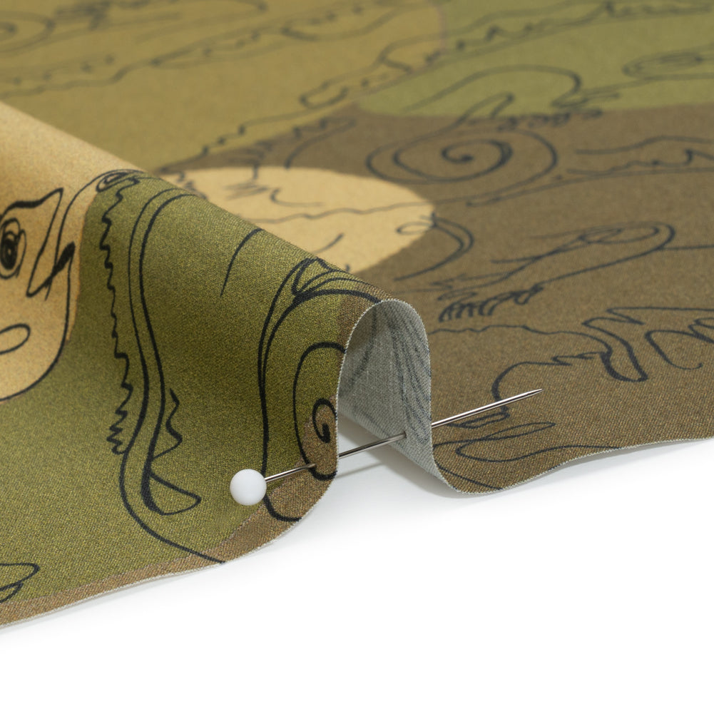 Stretch Cotton Poplin Print - Green Chameleons - Mood Exclusive Commander of Camouflage - Joann Fabrics