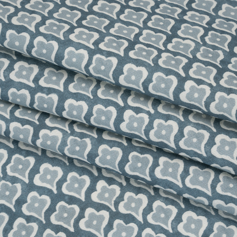 Brushed Cotton and Linen Canvas Print - Denim Flower Petal Ogees - British Imported - Joann Fabrics