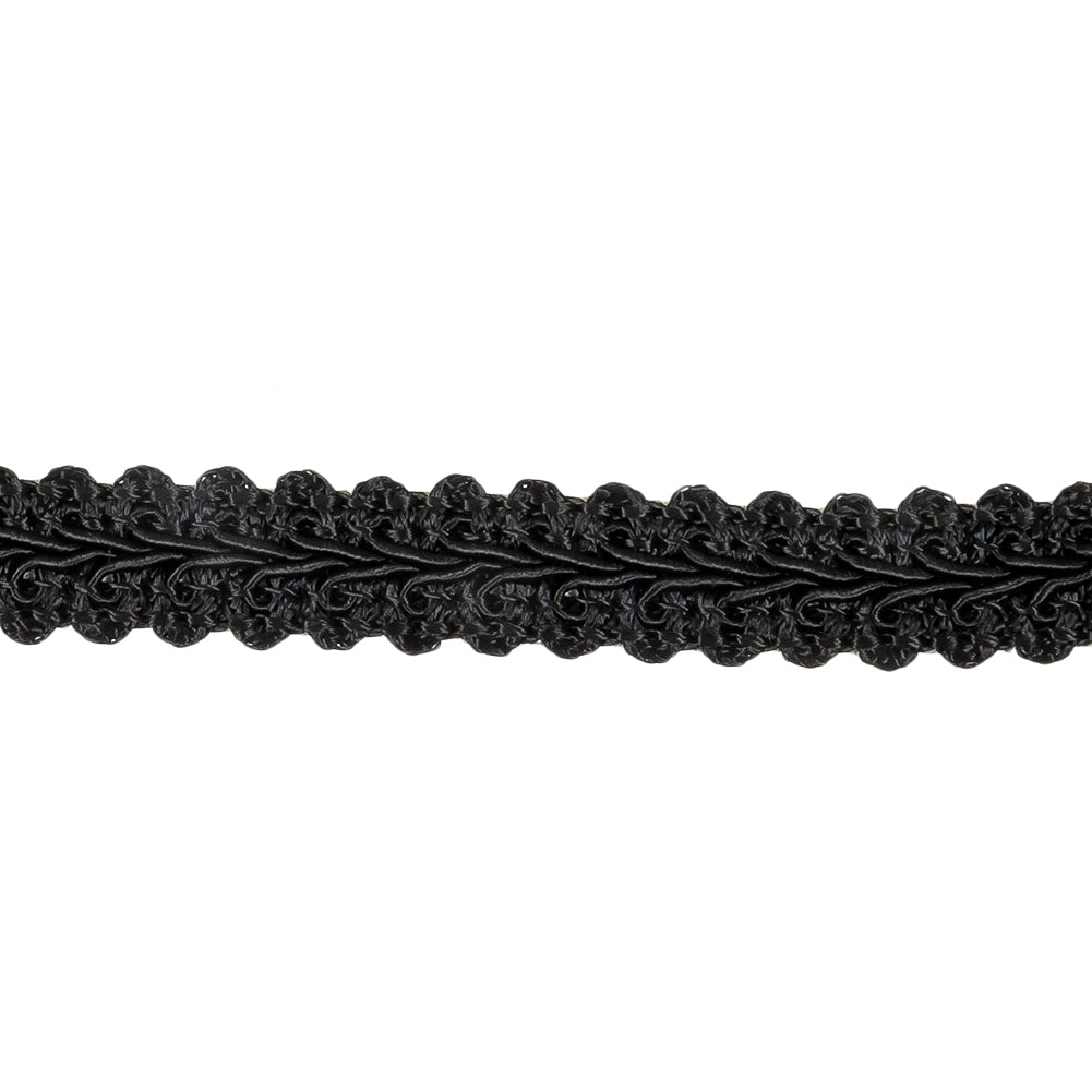 Black Classic Cotton Blend Gimp Braided Trim - 0.625