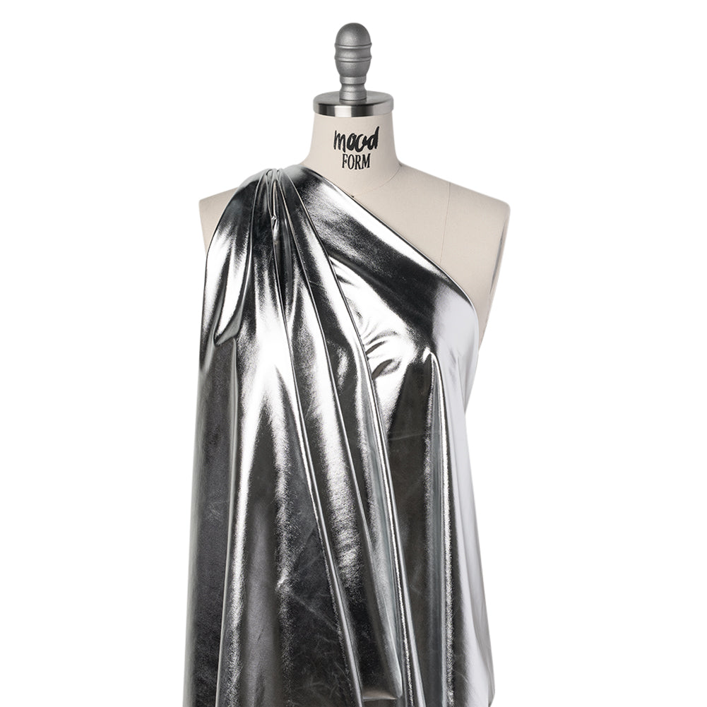 Knit Faux Leather with PET Anodized Aluminum Film - Silver - Elizabeth Collection - Joann Fabrics