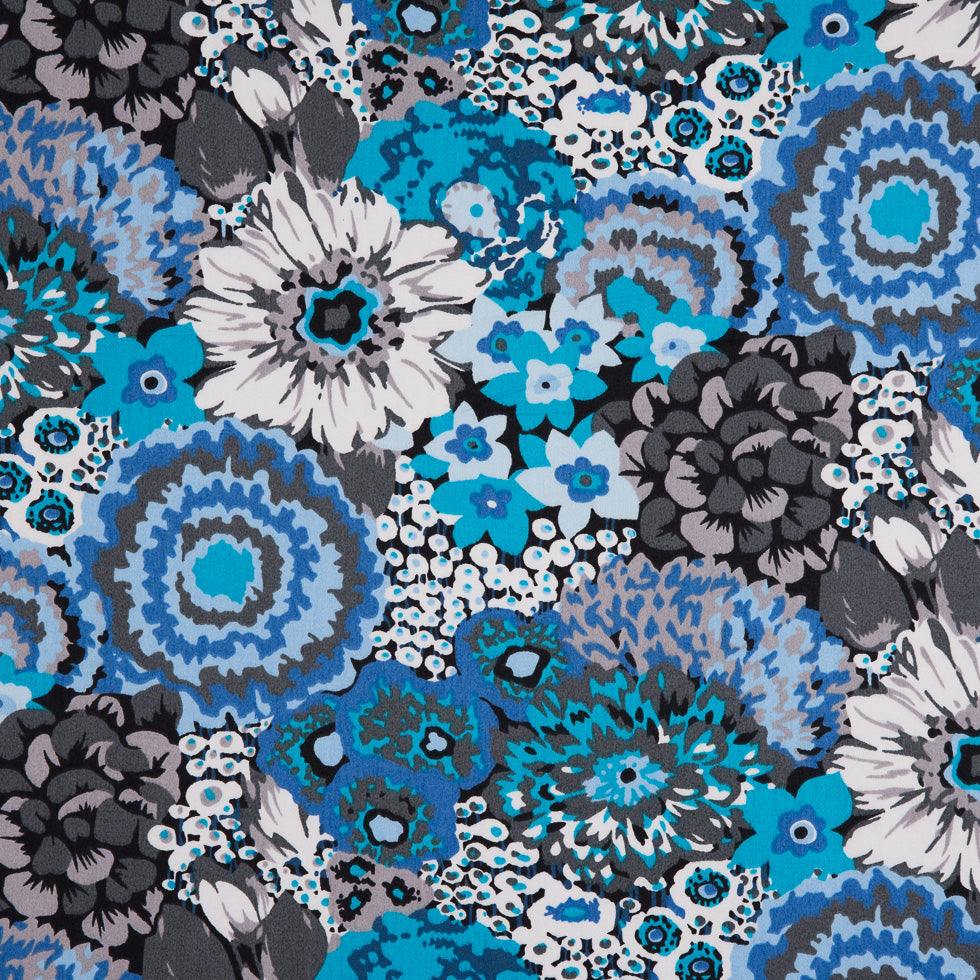 Blue/Gray Floral Combed Cotton Sateen - Joann Fabrics
