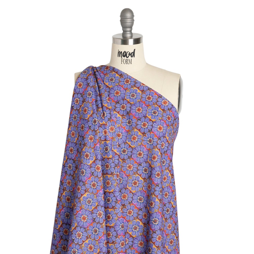 Luxe Polyester Crepe - Purple Honeycomb Florals - Mood Exclusive Bloom Honey Bloom Print - Joann Fabrics