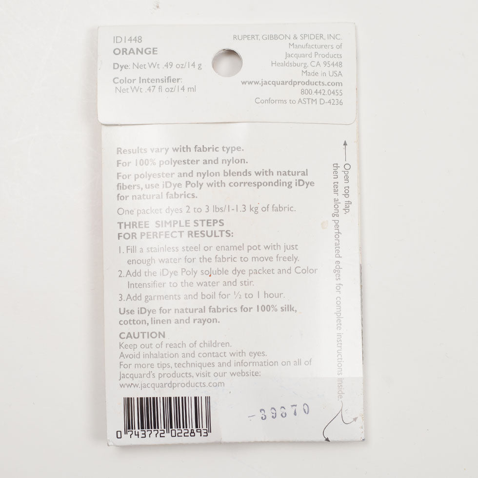 Jacquard iDye Poly Synthetic Fabric Dye - 448 Orange - Joann Fabrics