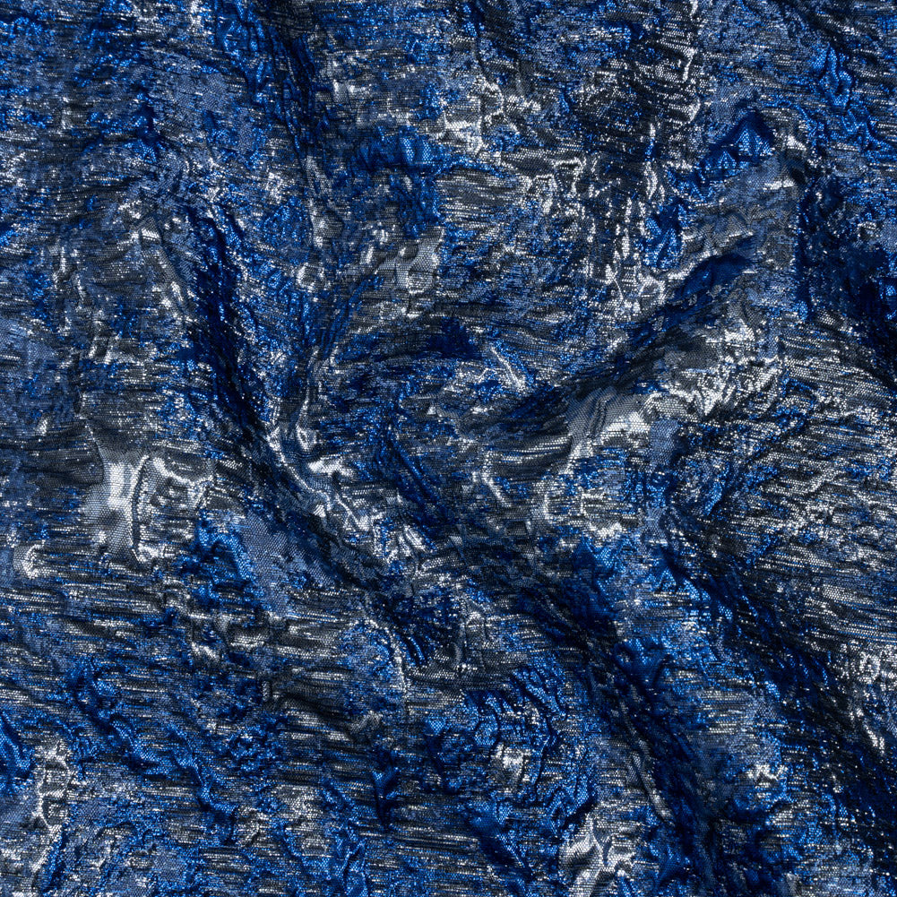 Metallic Brocade - Royal, Steel and Sky Blue Abstract Sponge Texture - Joann Fabrics