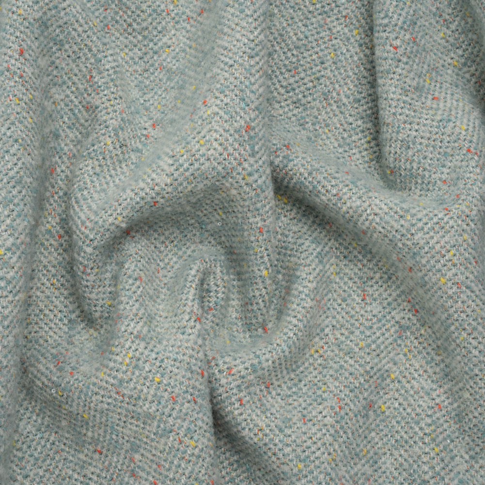 Wool Blend Chevron Twill Tweed with Clear Baby Sequins - Sky Blue and White with Rainbow Flecks - Joann Fabrics