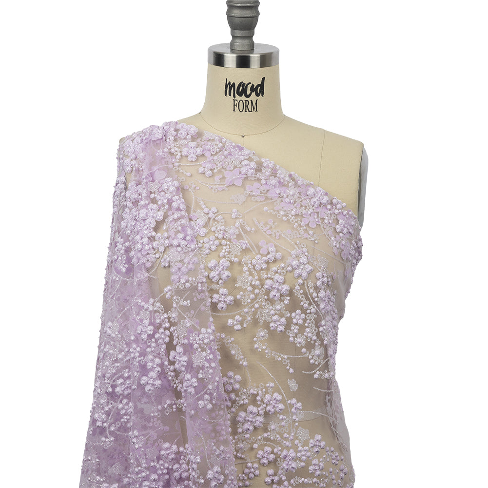 3D Puffy Glitter Tulle - Lilac Floral Stripes - Joann Fabrics
