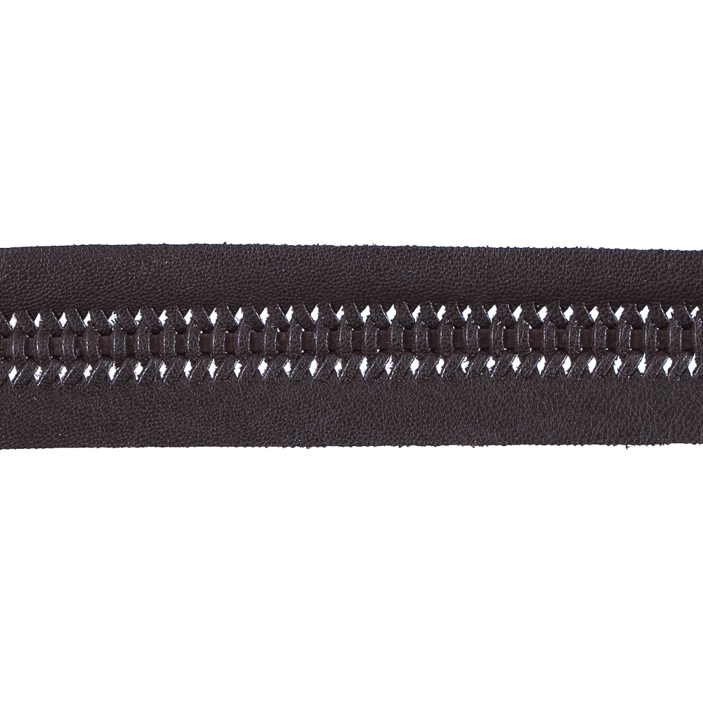 Brown Braided Faux Leather Trim - 1.25
