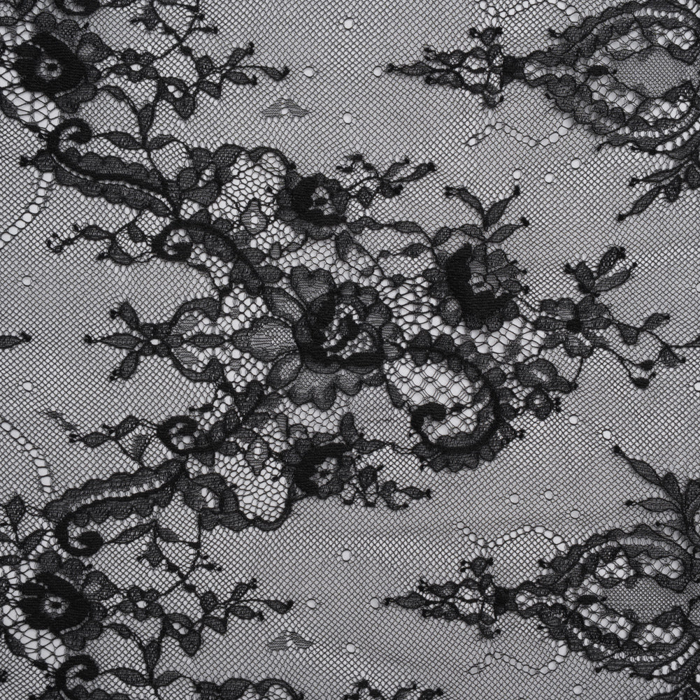 Nylon Re-Embroidered Lace - Black Paisley Floral Swirl with Scalloped Borders - Joann Fabrics