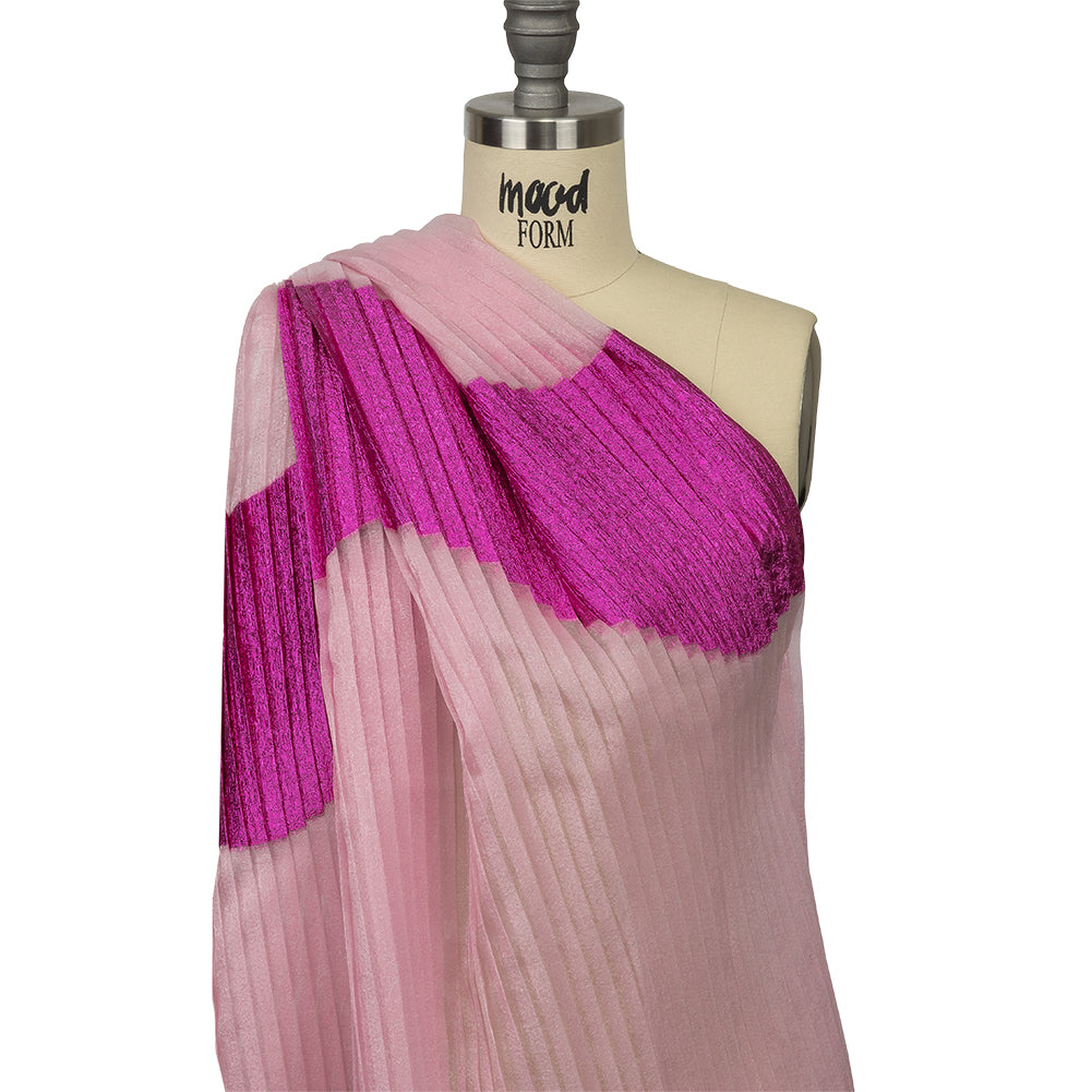 Metallic Magenta Waves Pleated Luxury Burnout Brocade - Joann Fabrics