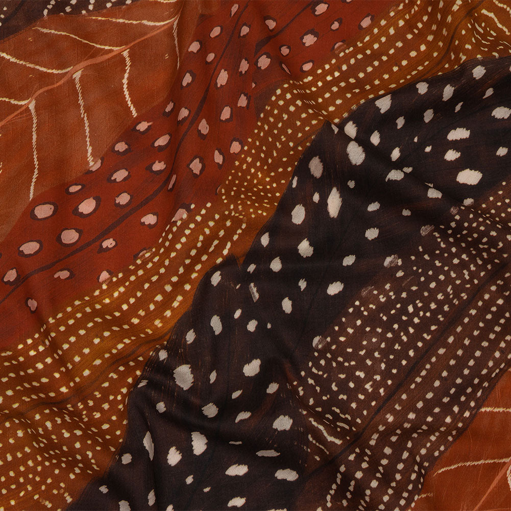 Cotton Voile - Brown and Orange Decorated Diagonal Stripes - Wind in Your Wings Print - Mood Exclusive Rockland Collection - Joann Fabrics