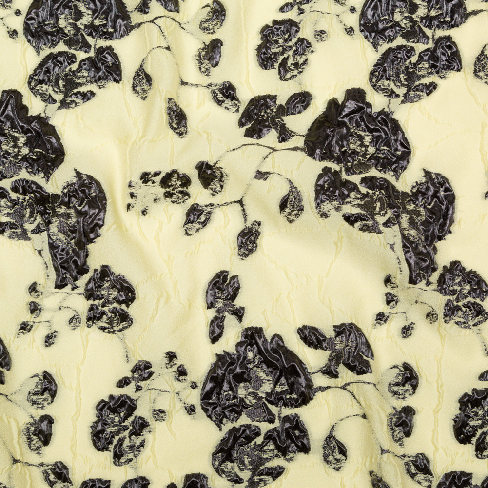 Metallic Black and Lemon Grass Rosy Luxury Brocade - Joann Fabrics