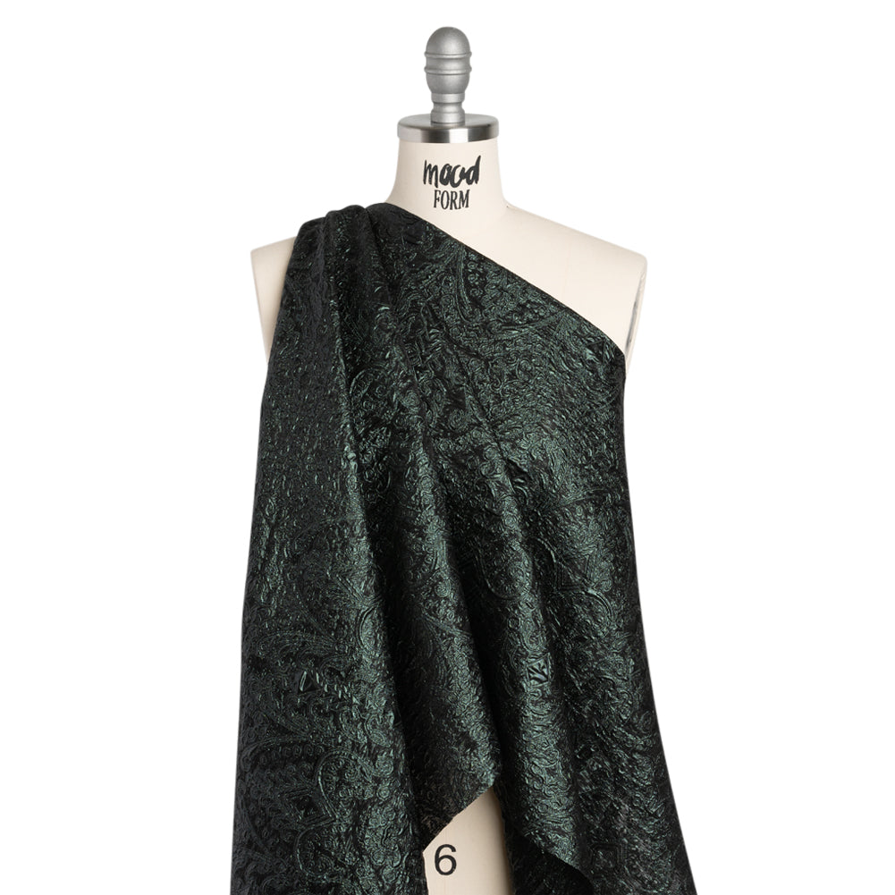 Metallic Luxury Brocade - Dark Green Fancy Chandeliers - Joann Fabrics