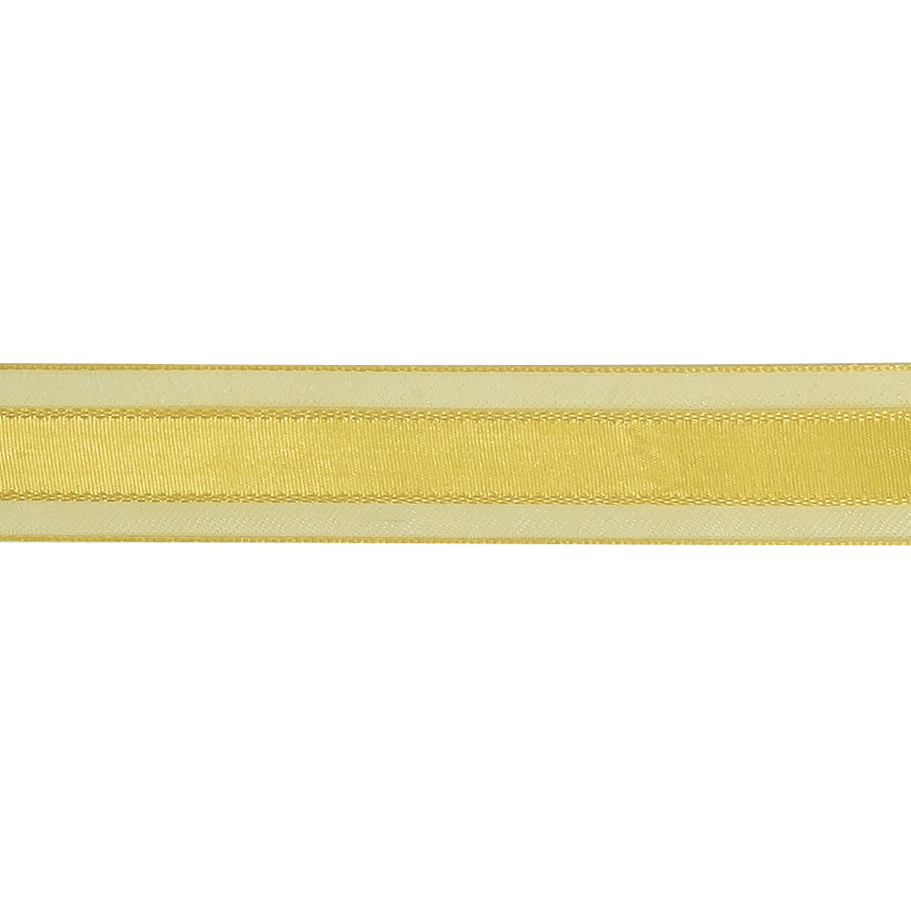 Yellow Woven Ribbon with Sheer Organza Borders - 0.75