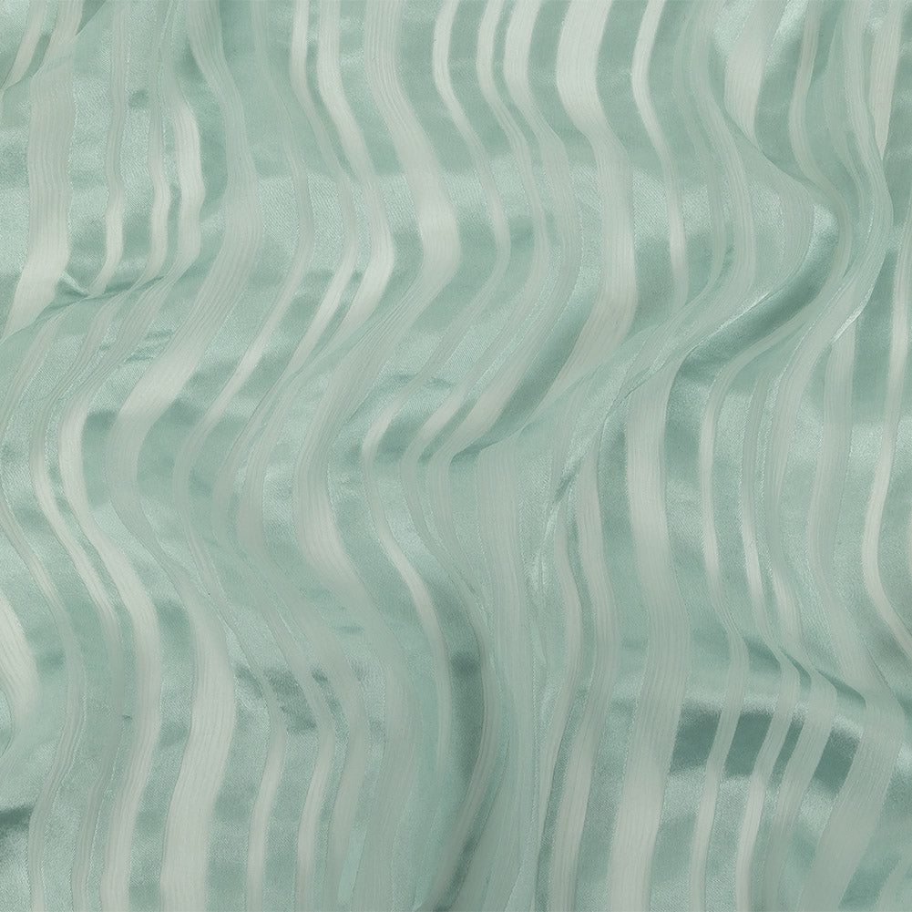 Famous Australian Designer Seafoam Crinkled Silk Chiffon with Satin Stripes - Joann Fabrics