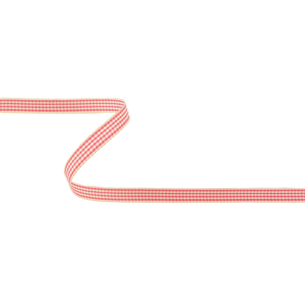 Hot Pink and Dew Houndstooth Check Woven Ribbon - 0.375