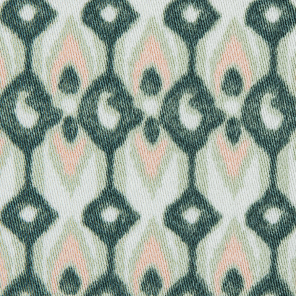 Green Geometric Ikat Printed Stretch Cotton Sateen - Joann Fabrics