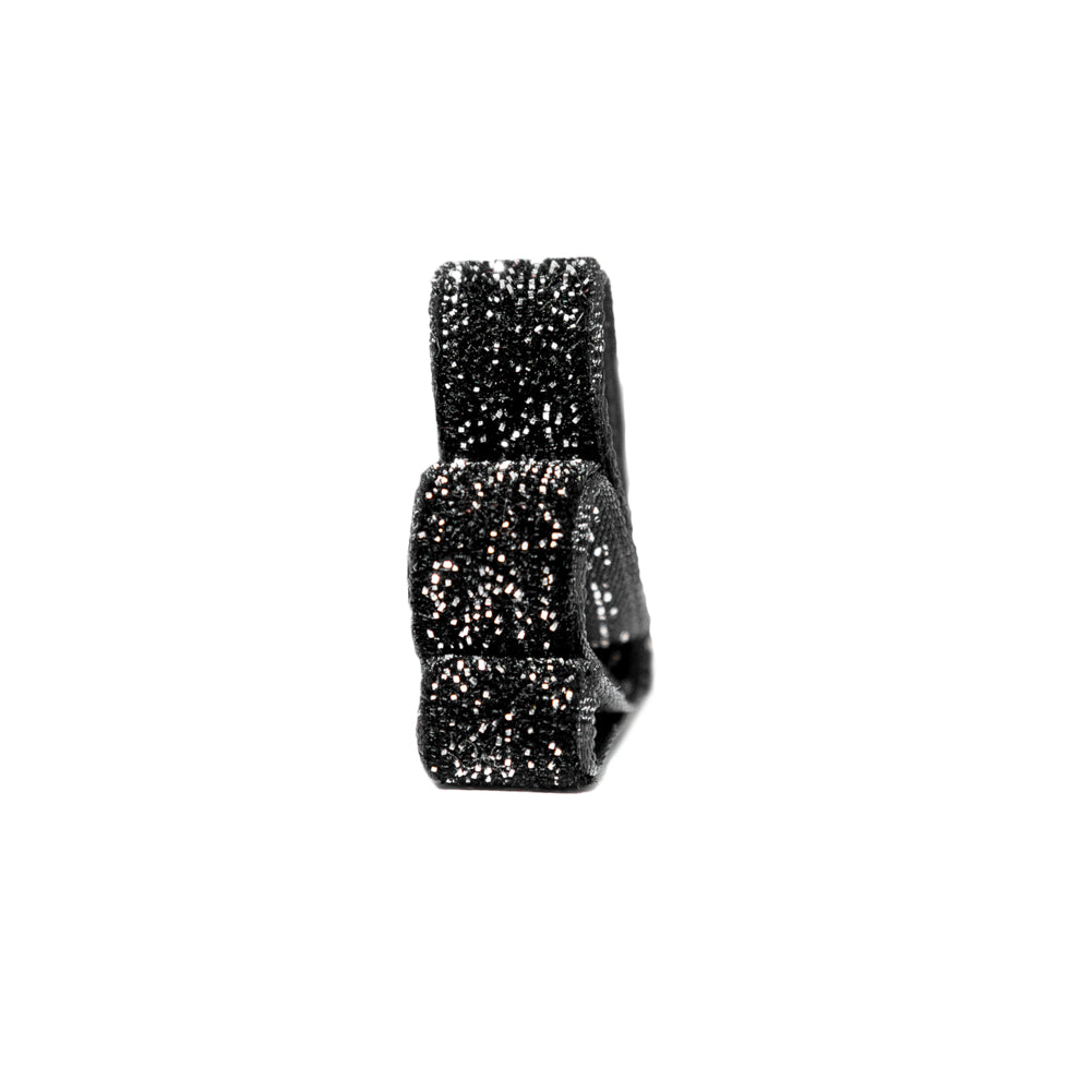 Italian Black and Silver Glitter Velvet Ribbon - 0.375
