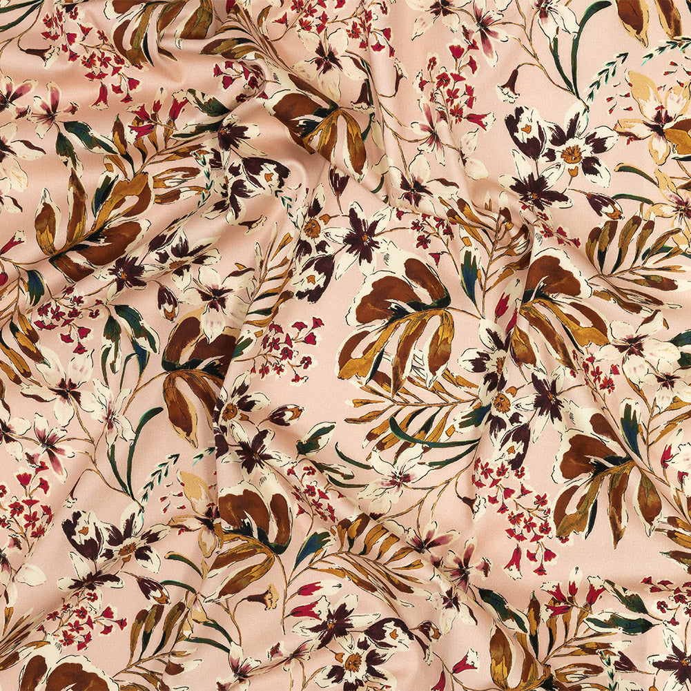 Stretch Cotton Sateen - Pink Floral - Primavera Print - Mood Exclusive Viso Collection - Joann Fabrics